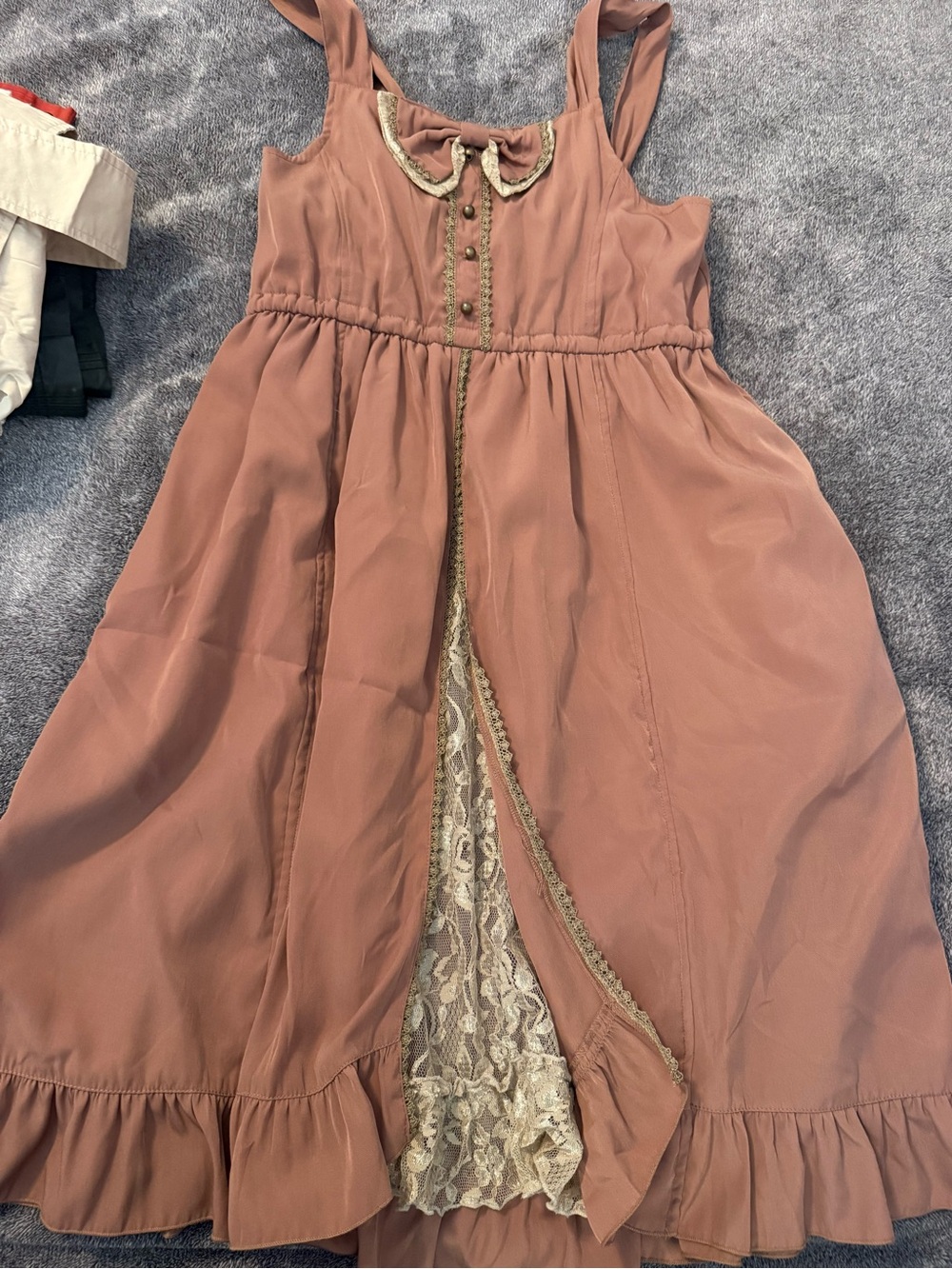 Dusty Rose Lace-Trim Sundress